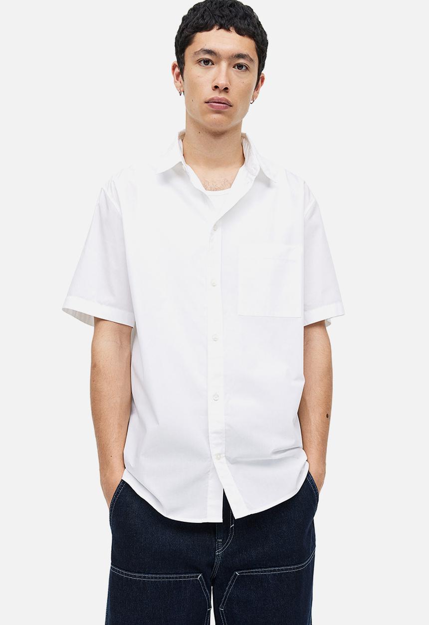 H&M - Regular fit short-sleeved shirt - white