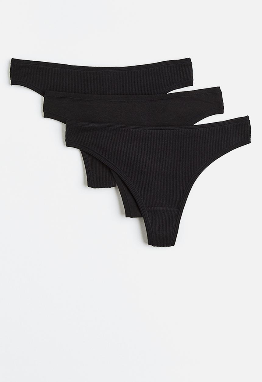 H&M - 3-Pack cotton thong briefs - black