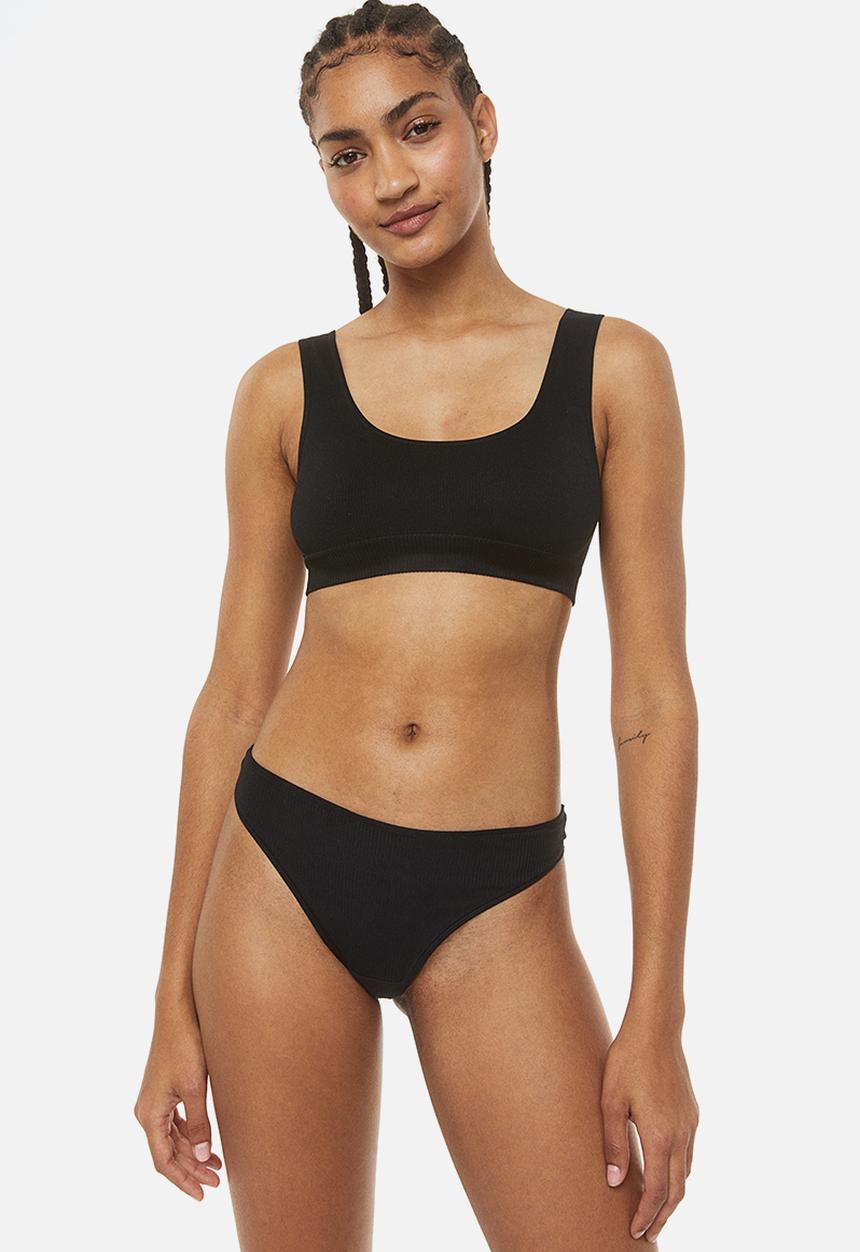 H&M - 3-Pack cotton thong briefs - black