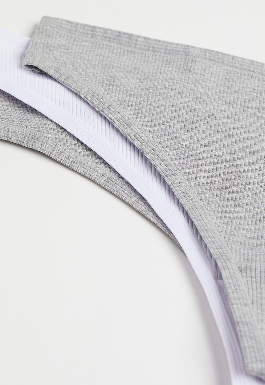 H&M - 3-Pack cotton thong briefs - light grey marl white 