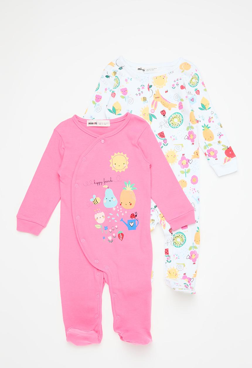 MINOTI - 2 Pack sleepsuit - pink & white 