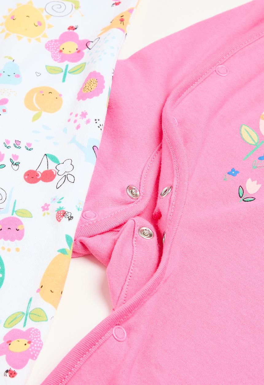 MINOTI - 2 Pack sleepsuit - pink & white 