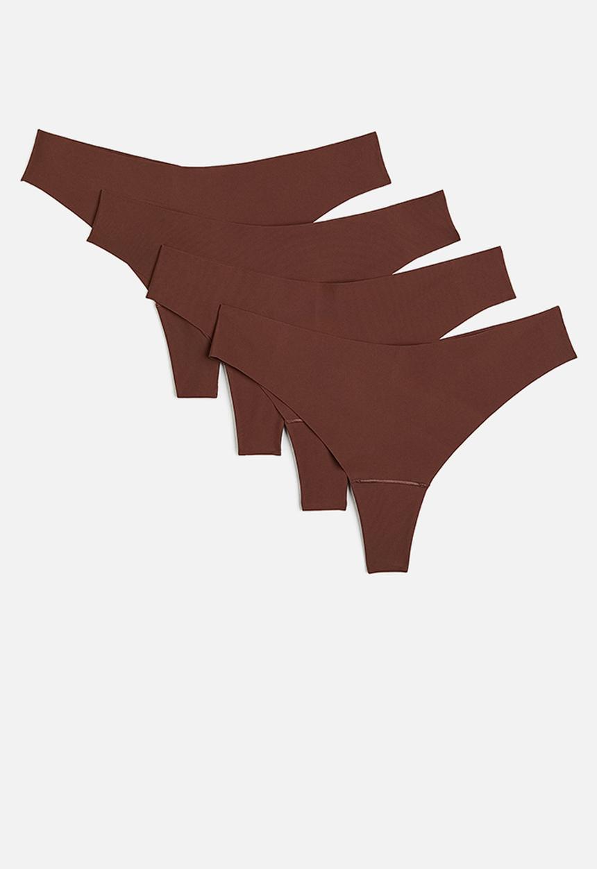 H&M - 4-Pack invisible brazilian briefs - dark brown 