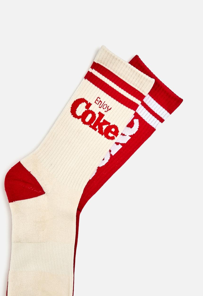 Foot-ies - Coke logo sneaker sock 2 pack - cream/red