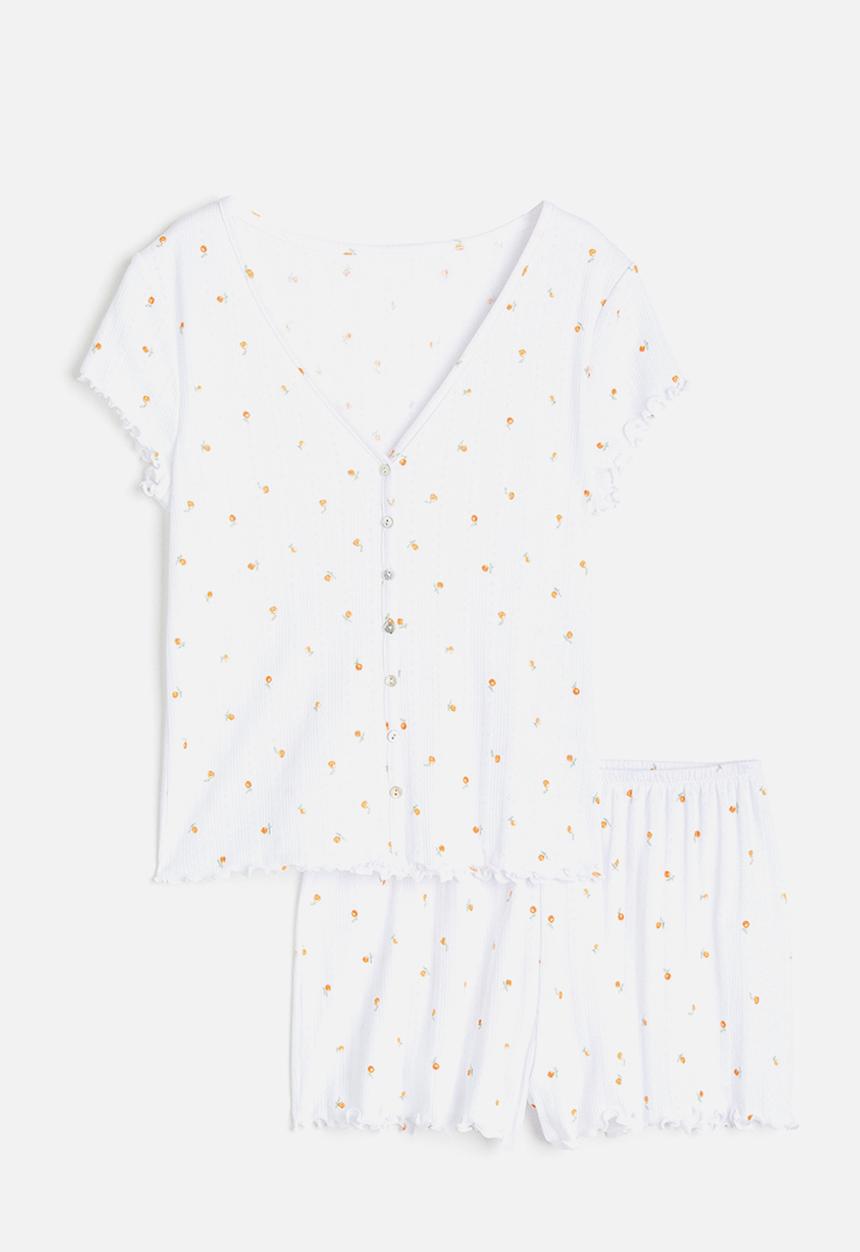 H&M - Pointelle pyjamas - white oranges