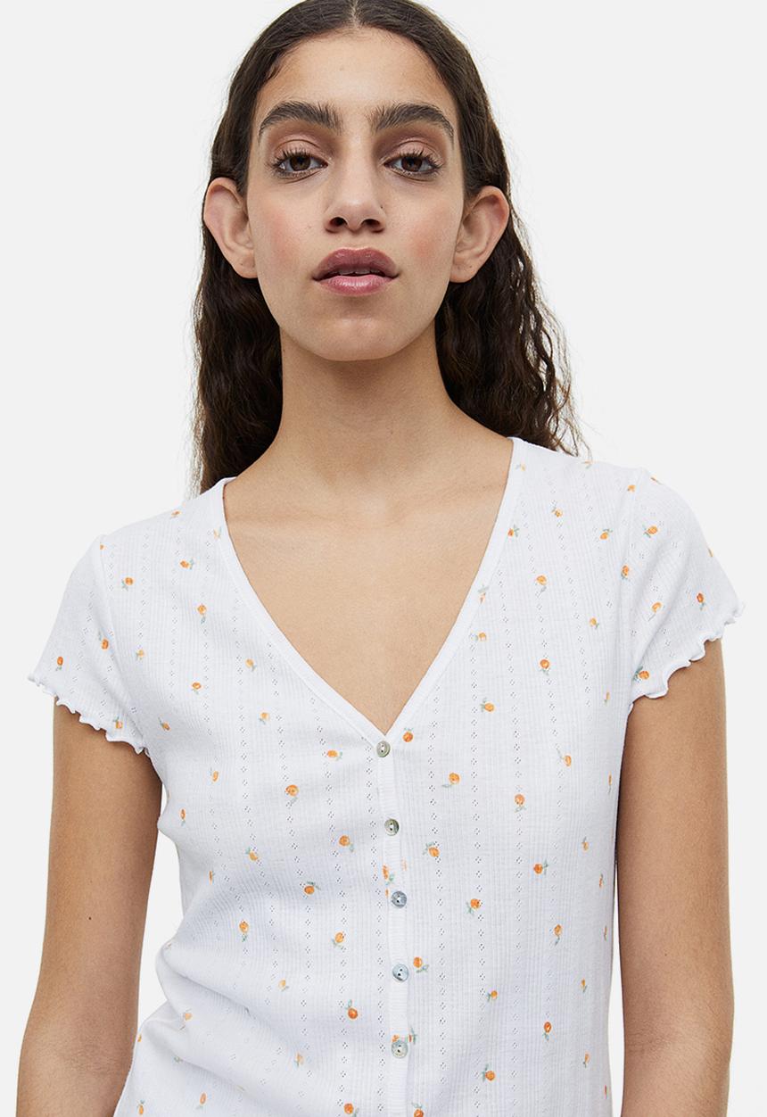 H&M - Pointelle pyjamas - white oranges
