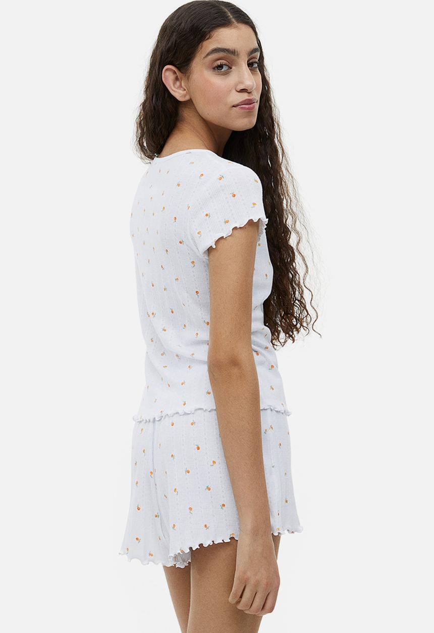 H&M - Pointelle pyjamas - white oranges