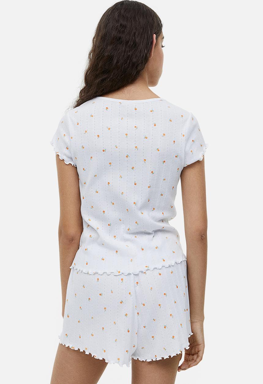 H&M - Pointelle pyjamas - white oranges
