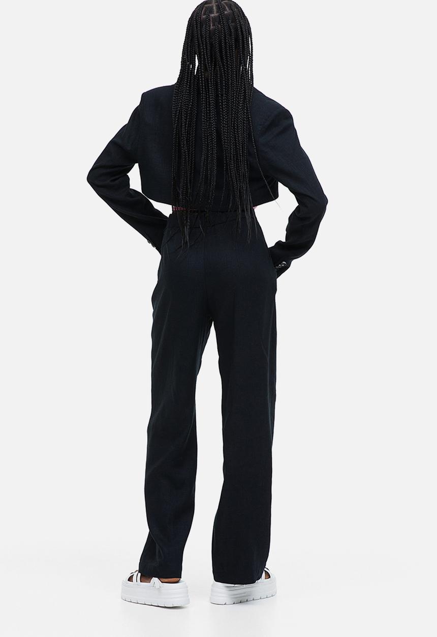 H&M - Linen-blend tailored trousers - black