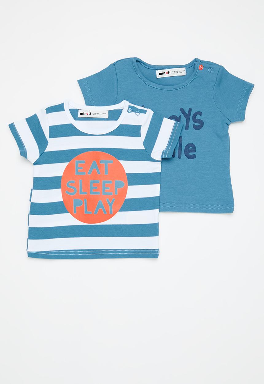 MINOTI - 2 Pack T-shirt - blue 