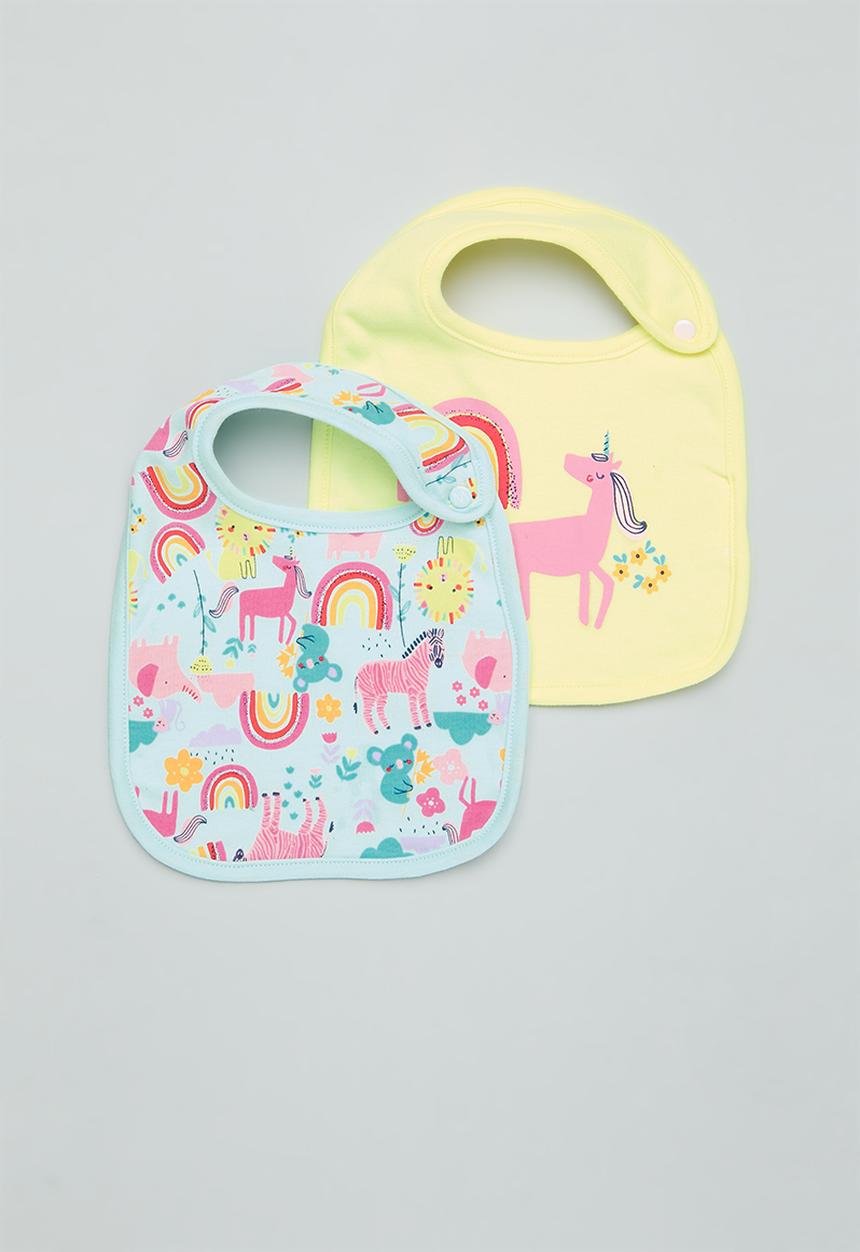 MINOTI - 2 Pack bib - turquoise & yellow