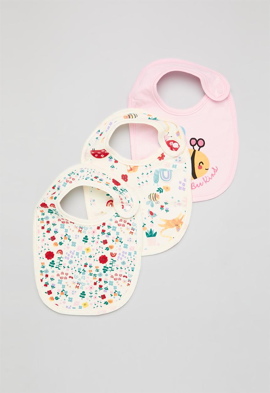 MINOTI - 3 Pack bibs - pink & cream