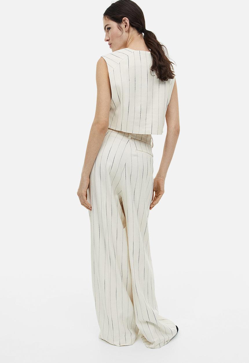 H&M - Linen-blend suit waistcoat - white/striped 
