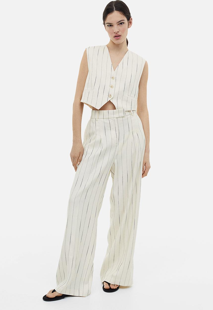 H&M - Linen-blend suit waistcoat - white/striped 
