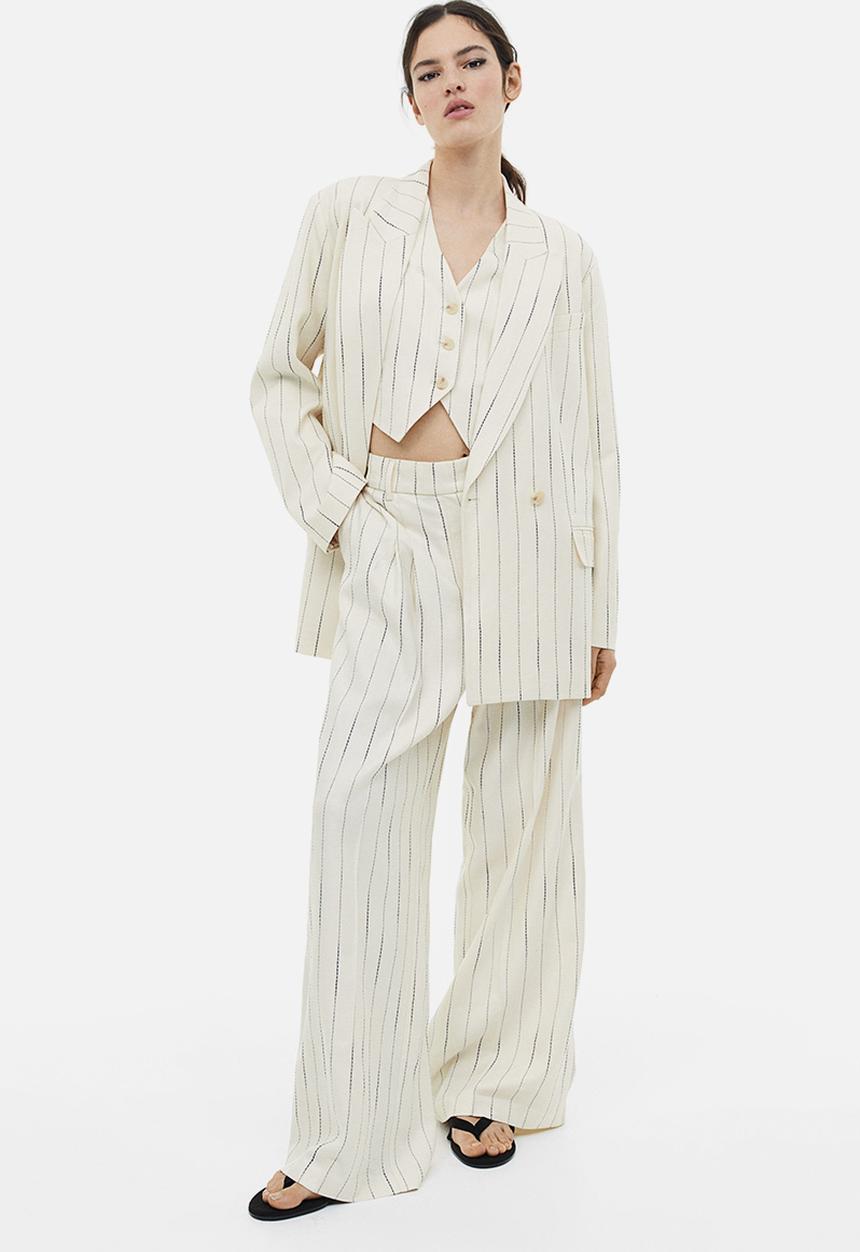 H&M - Linen-blend suit waistcoat - white/striped 