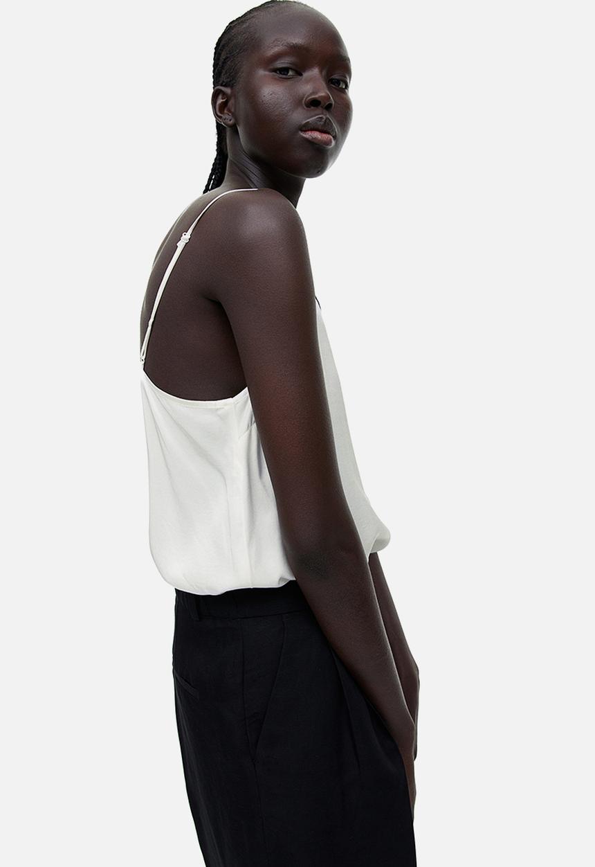 H&M - Lace-trimmed cami top - white & black