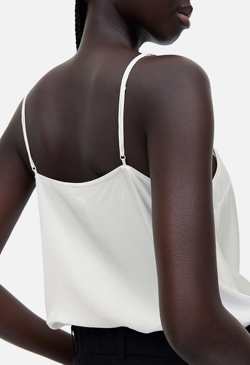 H&M - Lace-trimmed cami top - white & black