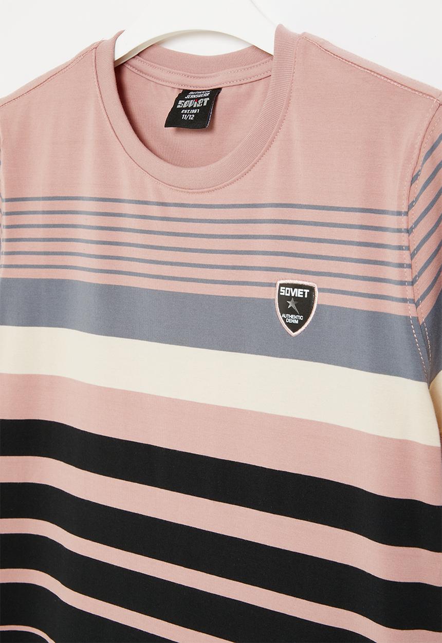 SOVIET - Boys crew neck y/dye stripe - salmon