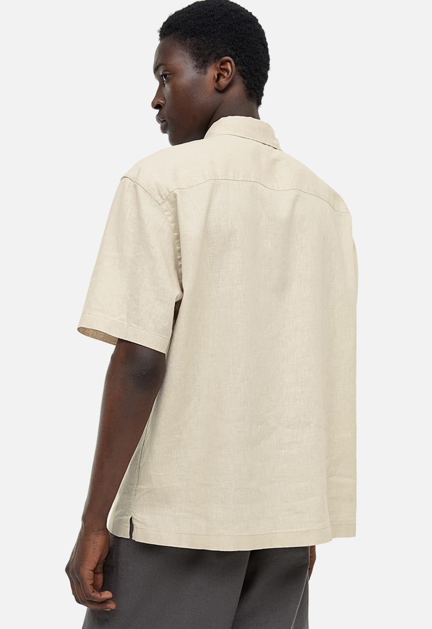 H&M - Relaxed fit short-sleeved linen-blend shirt - beige