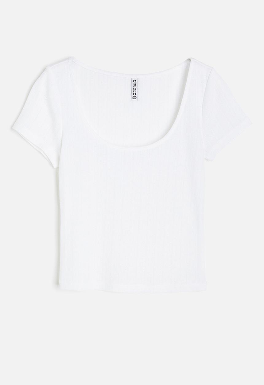 H&M - Pointelle jersey top - white