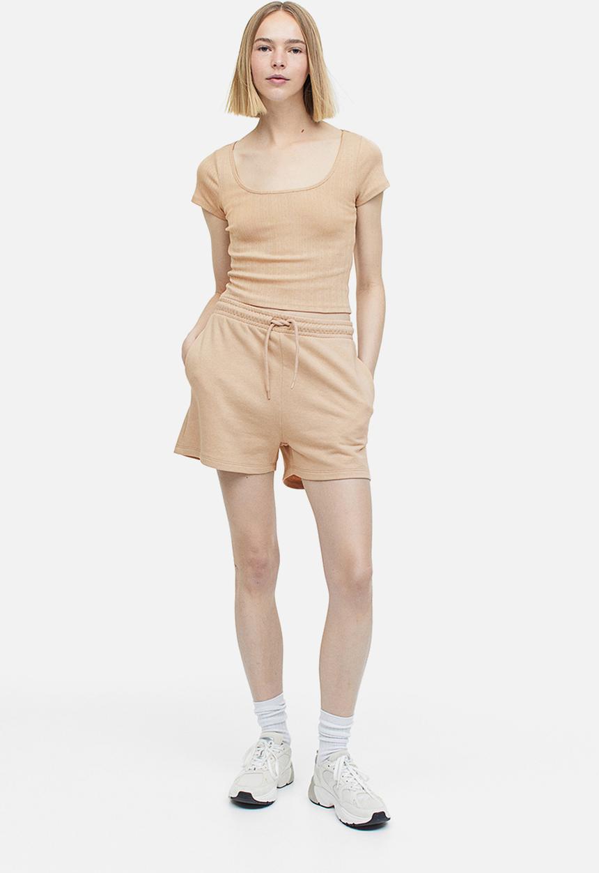 H&M - Pointelle jersey top - beige