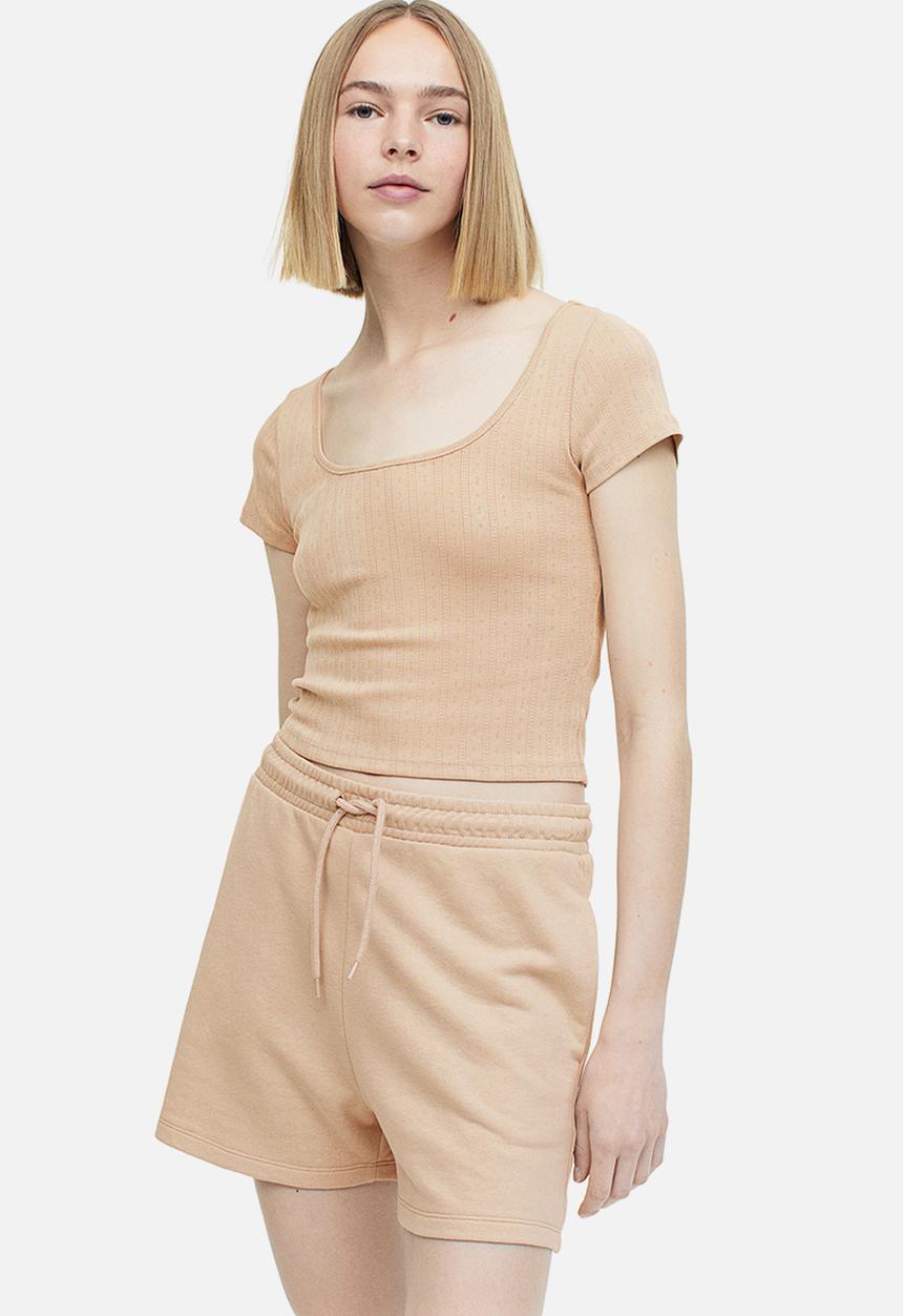 H&M - Pointelle jersey top - beige