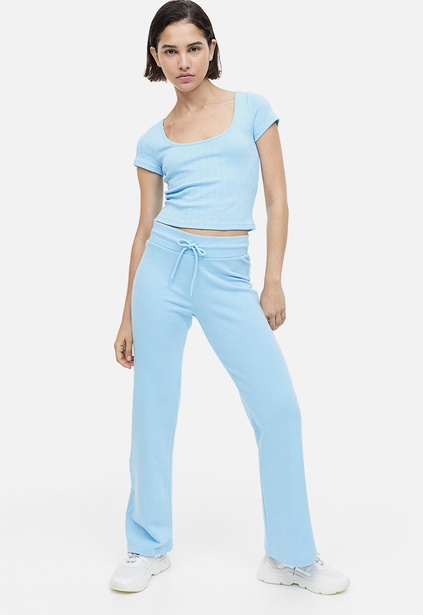 H&M - Pointelle jersey top - light blue