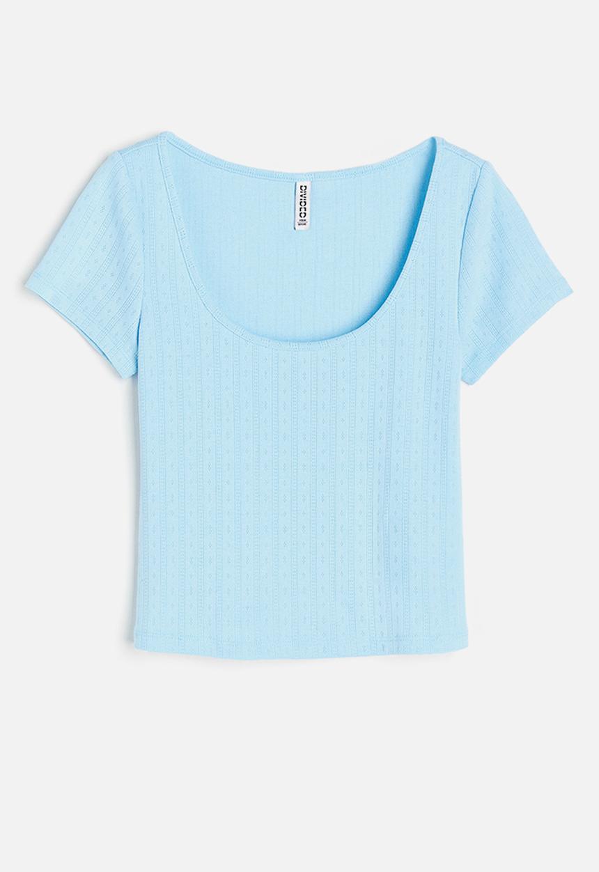 H&M - Pointelle jersey top - light blue