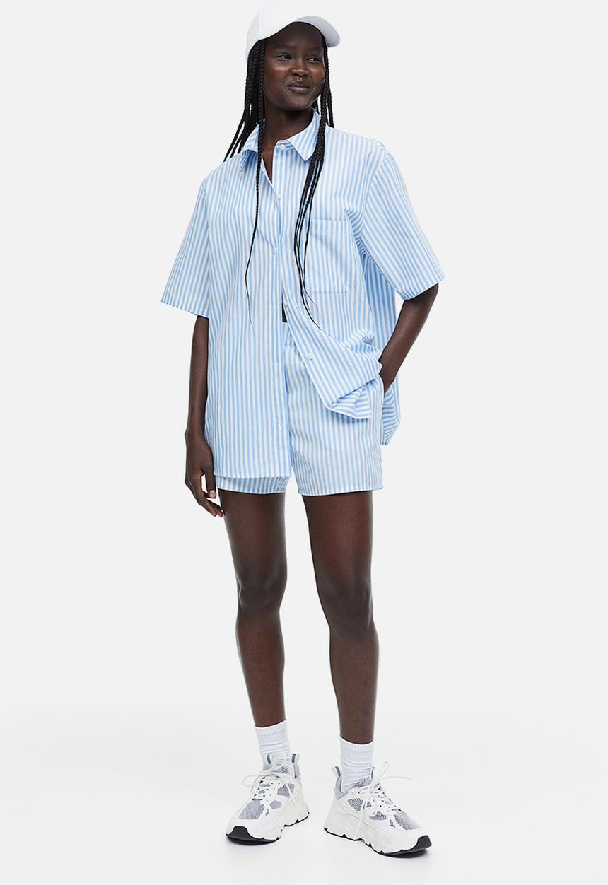 H&M - Pull-on shorts - light blue & white striped