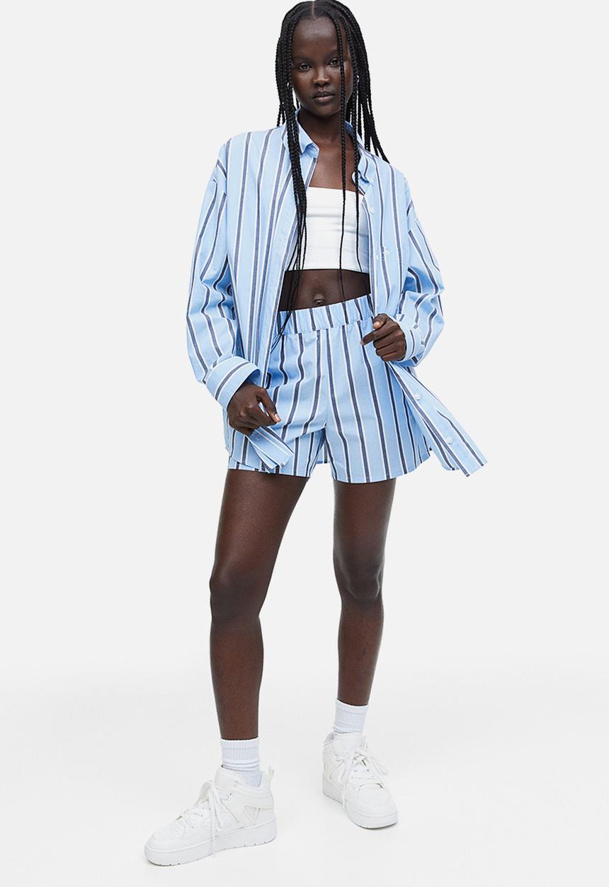 H&M - Pull-on shorts - light blue & white striped