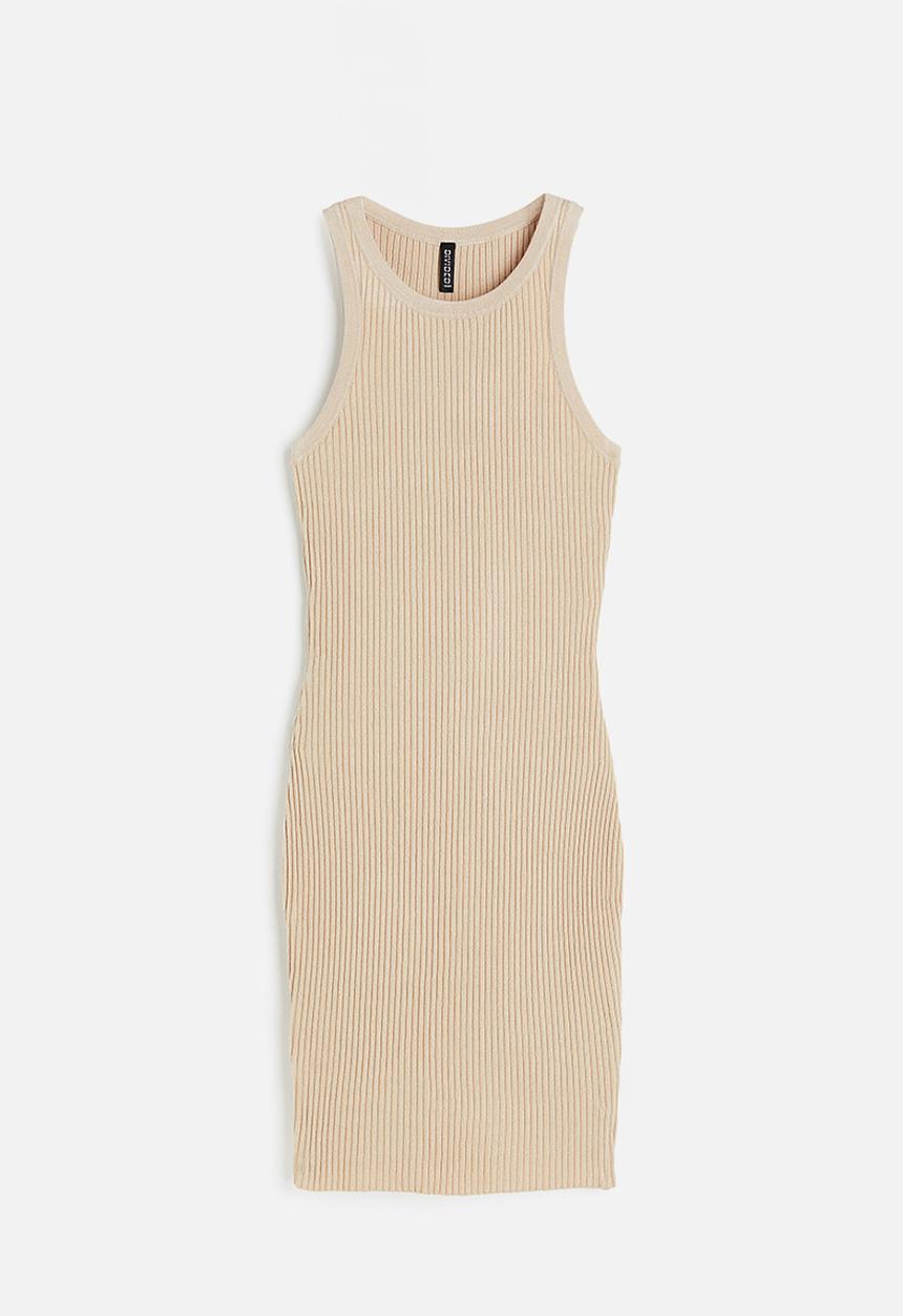 H&M - Rib-knit bodycon dress - light beige