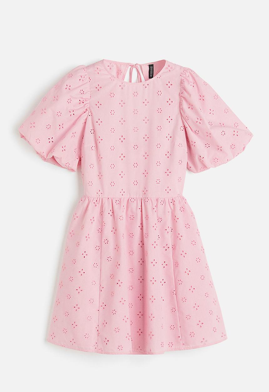 H&M - Puff-sleeved dress - light pink