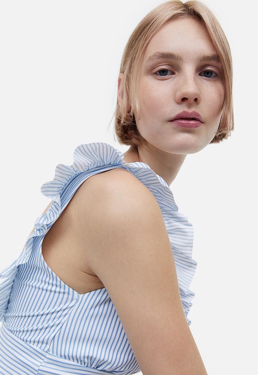 H&M - Padded-cup swimsuit - light blue striped 