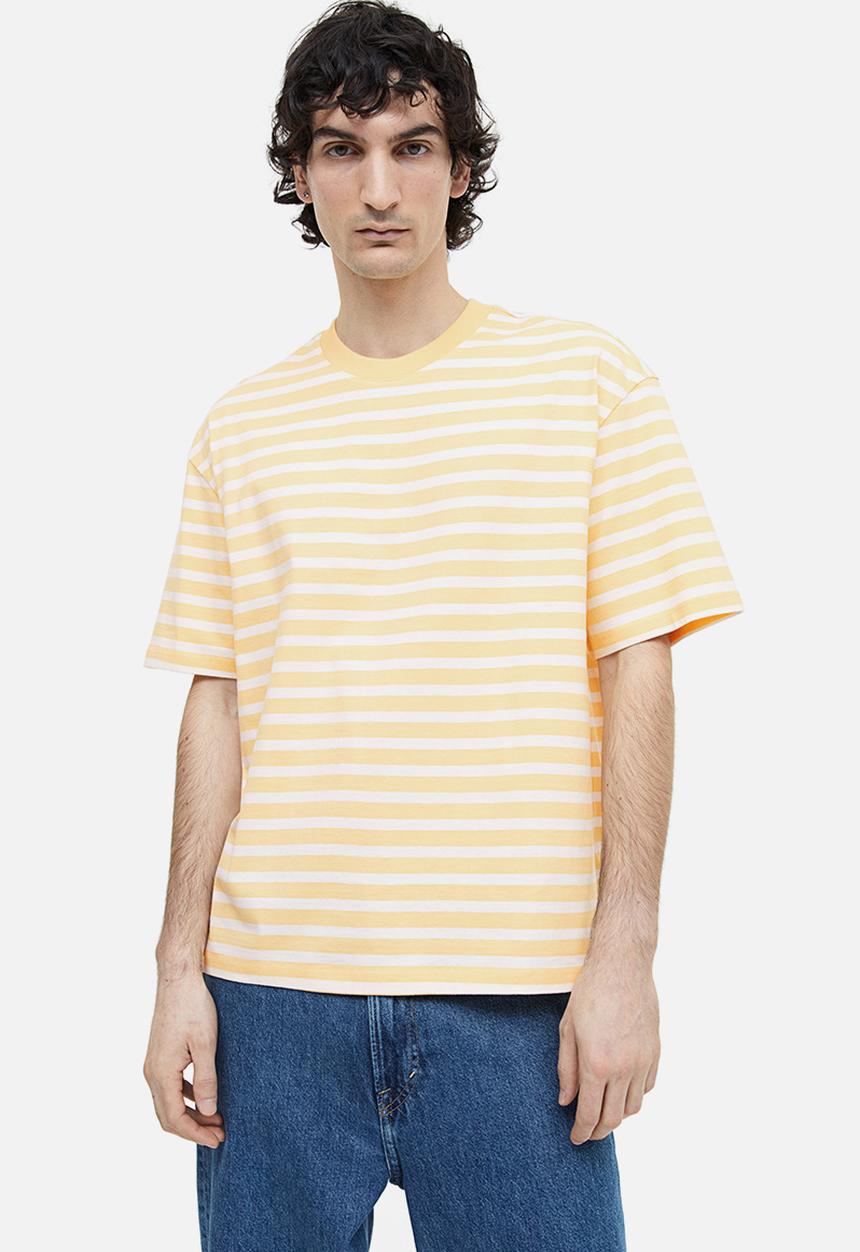 H&M - Relaxed fit cotton t-shirt - white & yellow 