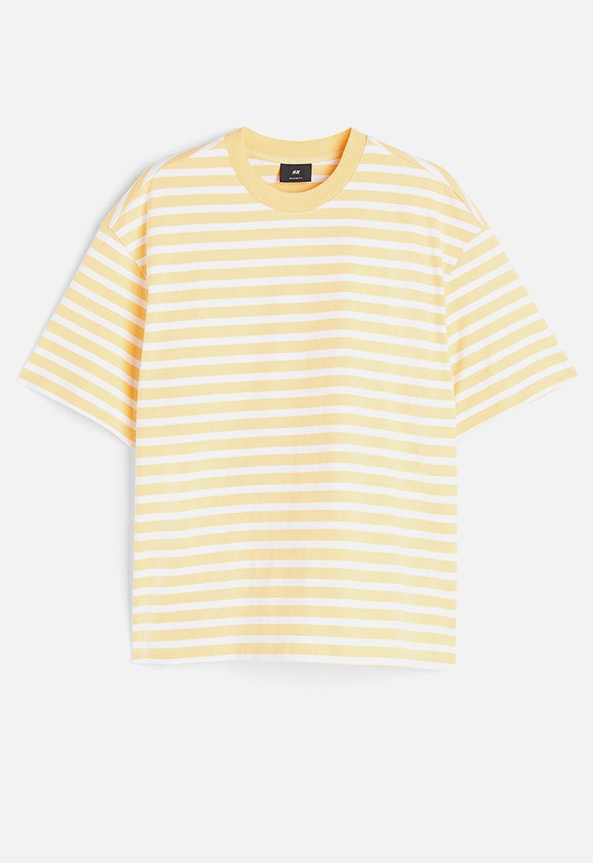 H&M - Relaxed fit cotton t-shirt - white & yellow 