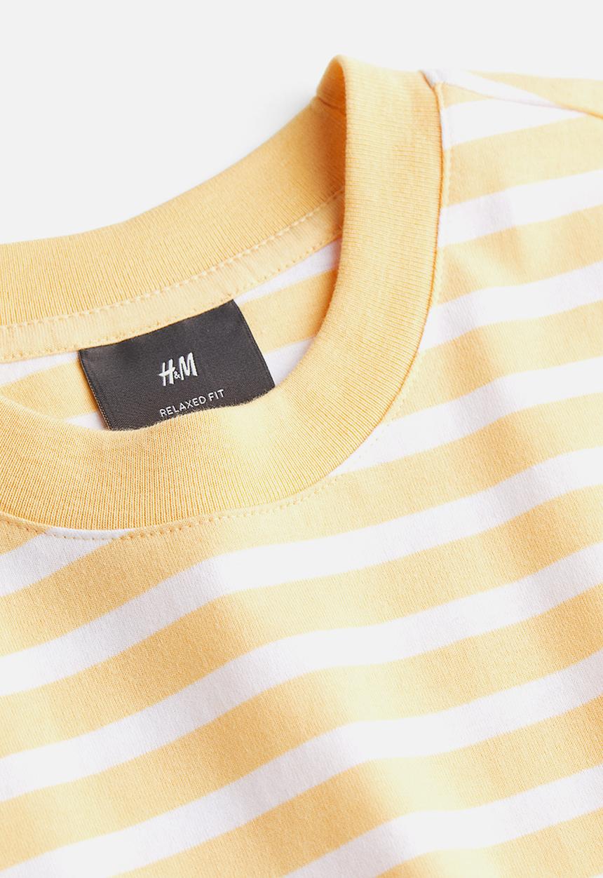 H&M - Relaxed fit cotton t-shirt - white & yellow 