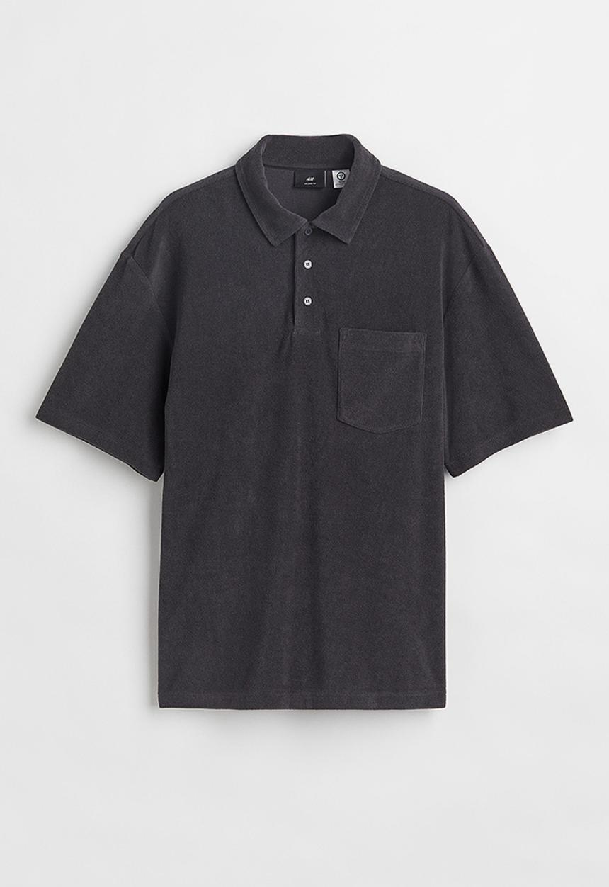 H&M - Relaxed fit terry polo shirt - grey