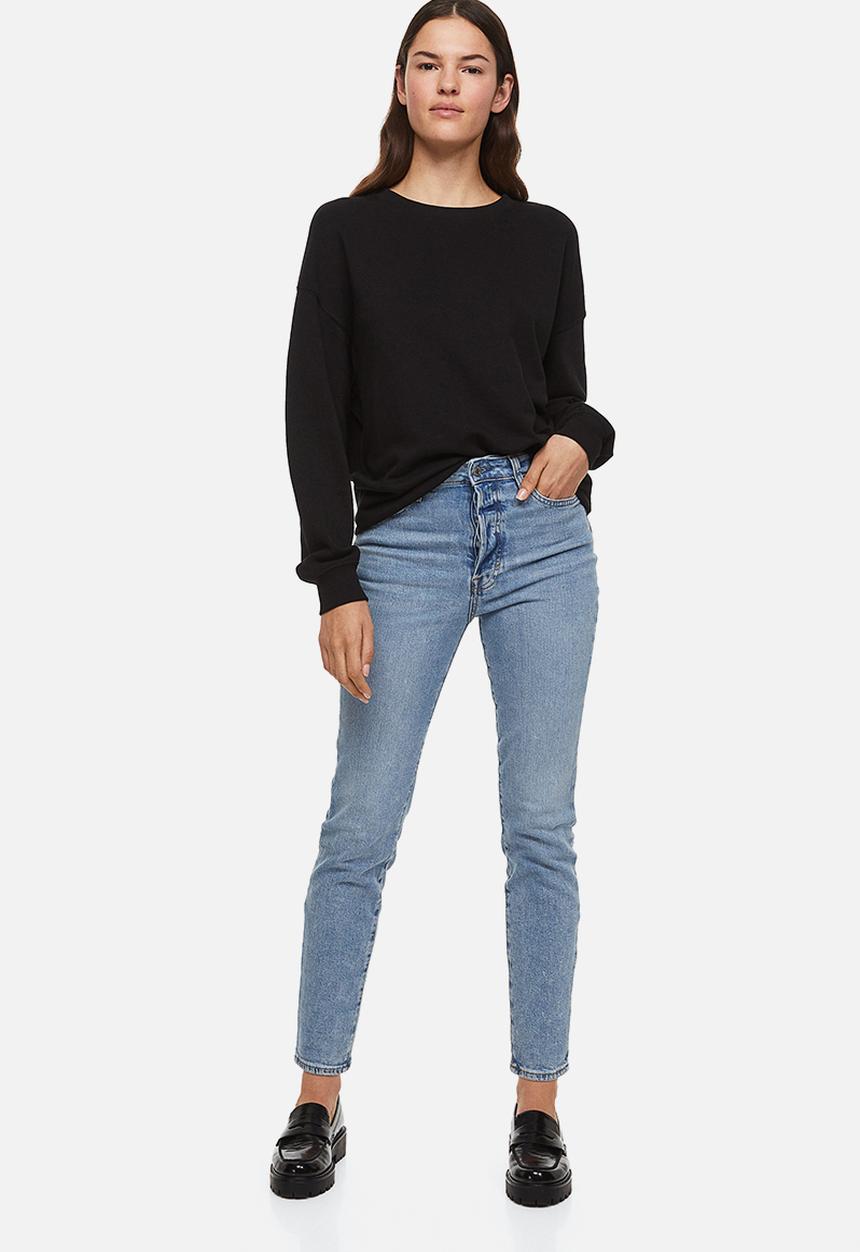 H&M - Mom fit ultra high ankle jeans - light denim blue washed