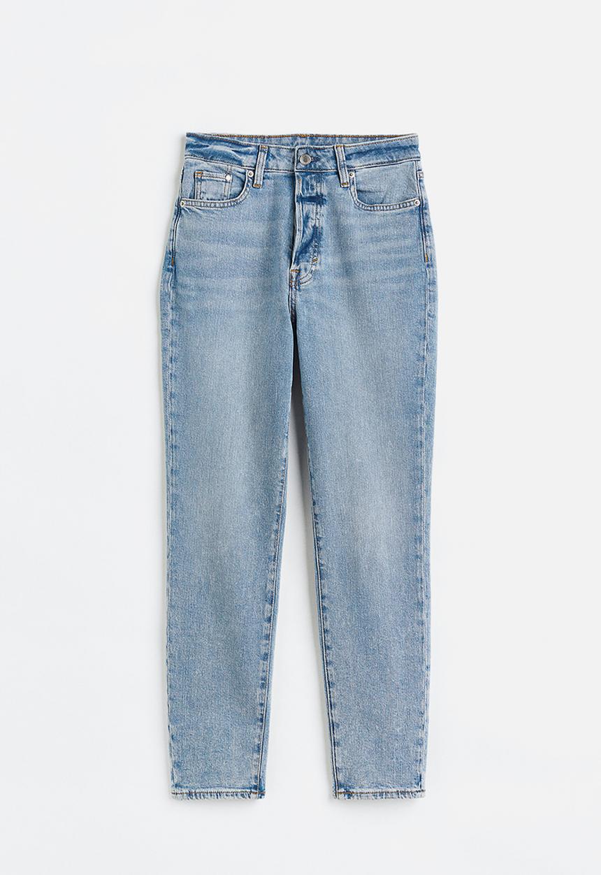 H&M - Mom fit ultra high ankle jeans - light denim blue washed