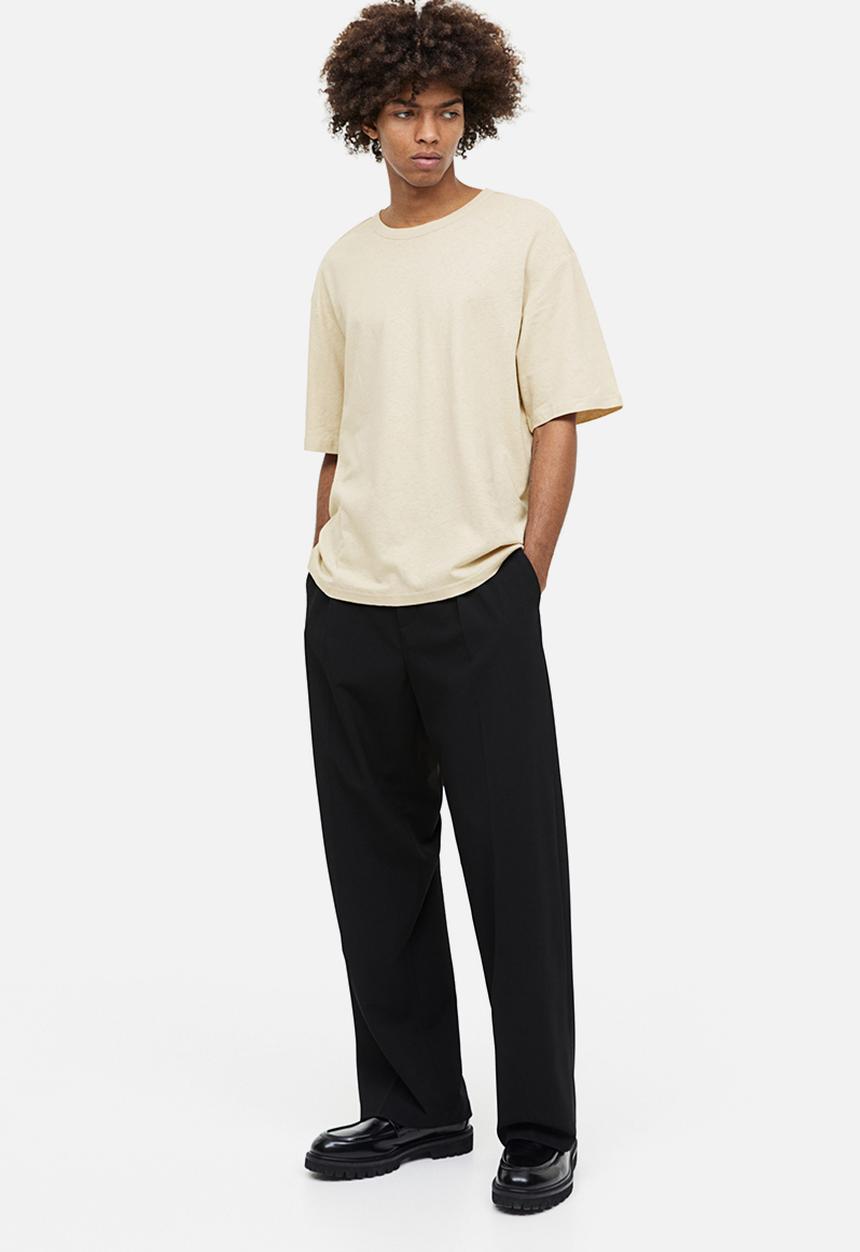 H&M - Relaxed fit linen-blend t-shirt - beige