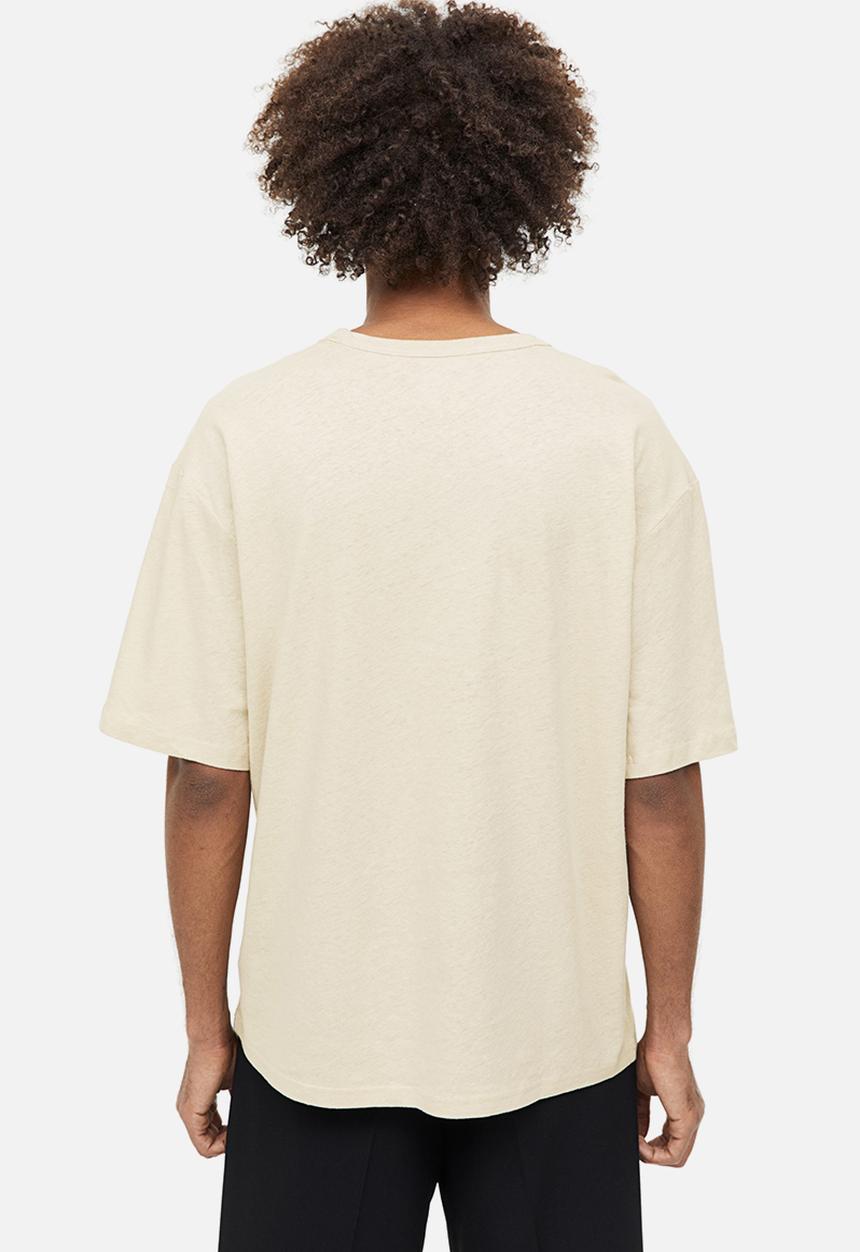 H&M - Relaxed fit linen-blend t-shirt - beige