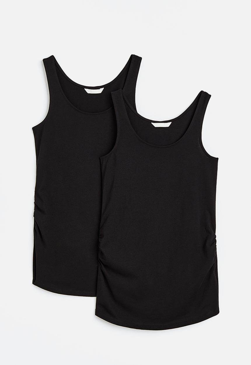 H&M - Mama 2 pack cotton vest tops - black