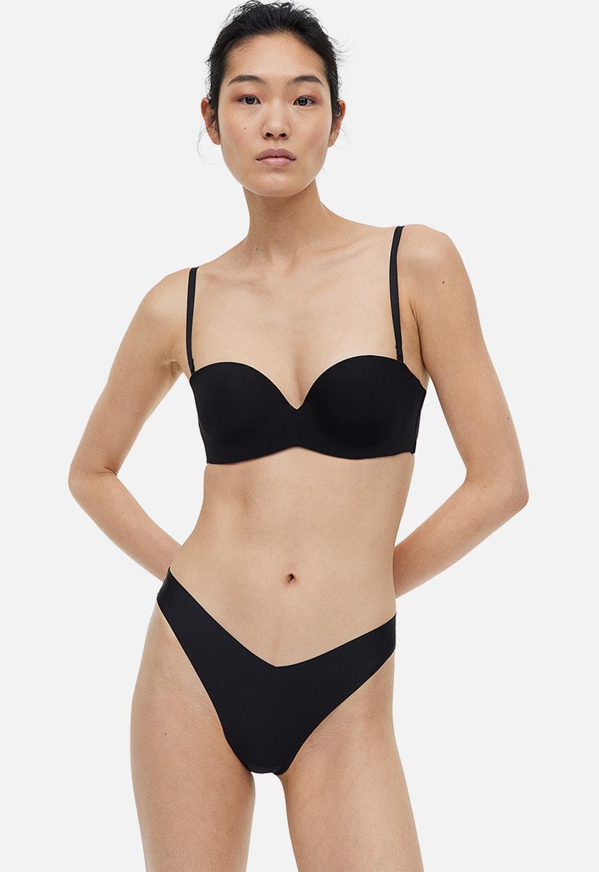H&M - Padded balconette bra - black