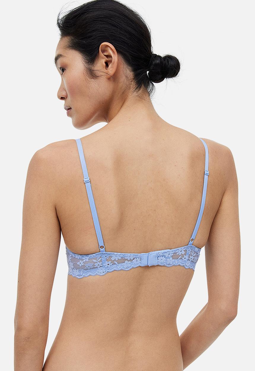 H&M - Non-padded underwired lace bra - light blue
