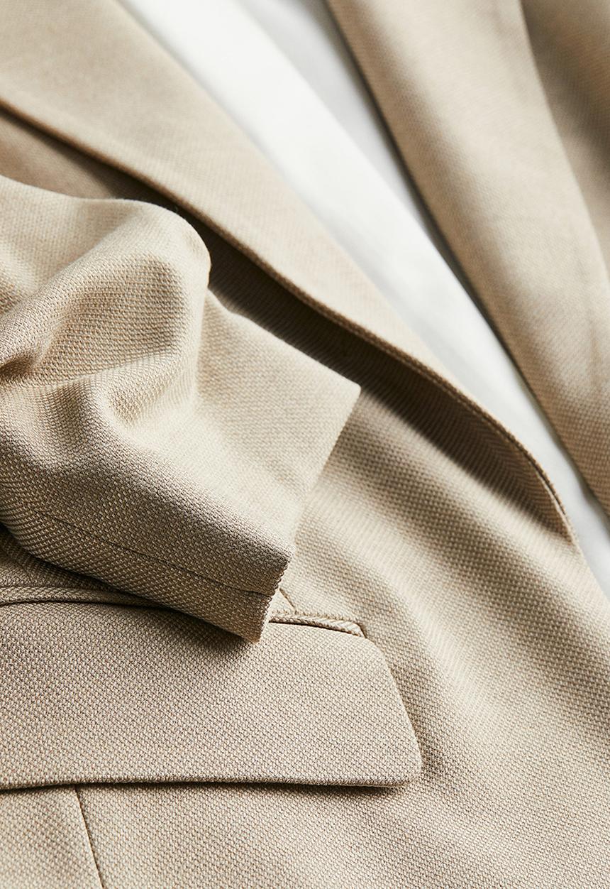 H&M - Gathered-sleeve blazer - beige