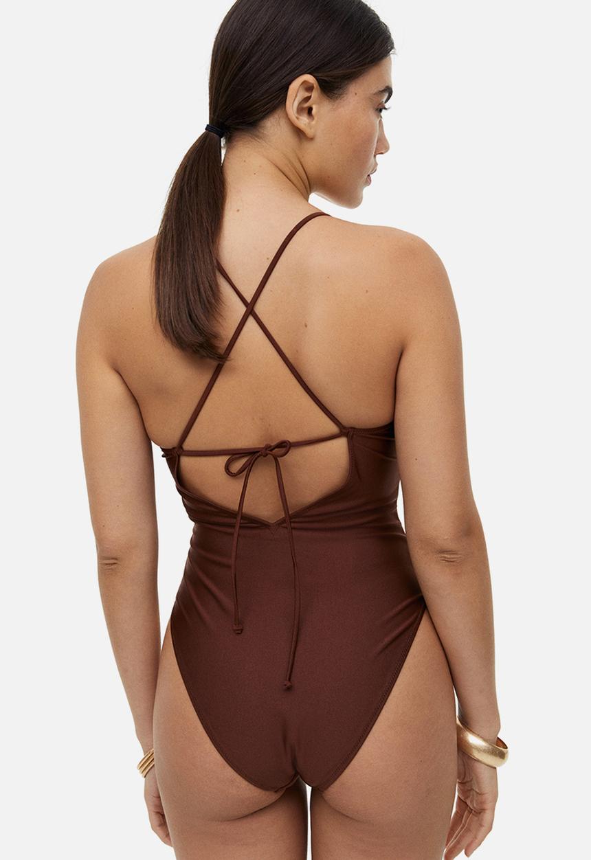 H&M - High leg swimsuit - brown