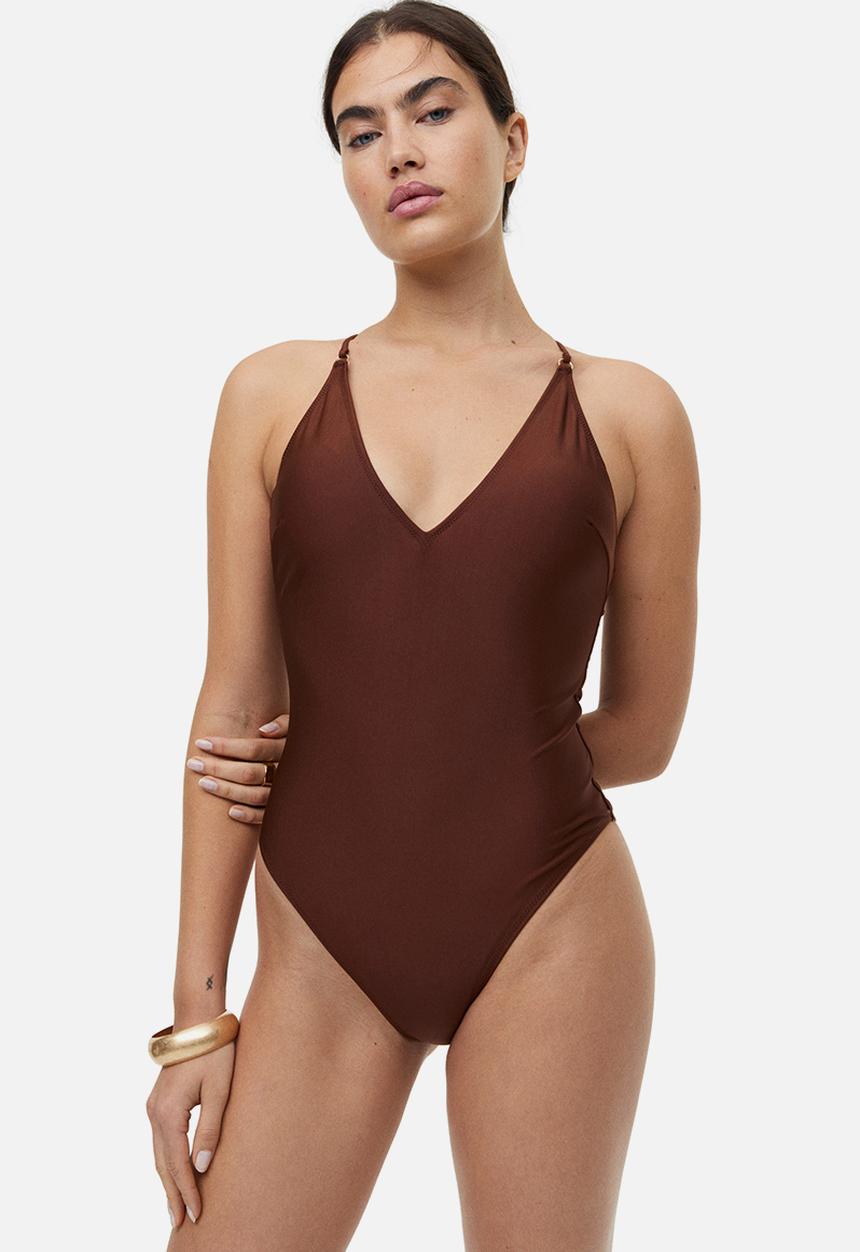 H&M - High leg swimsuit - brown