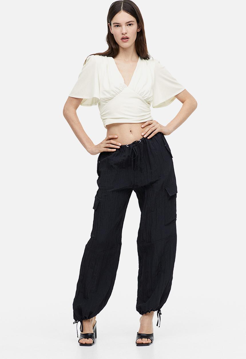H&M - Gathered cropped top - white
