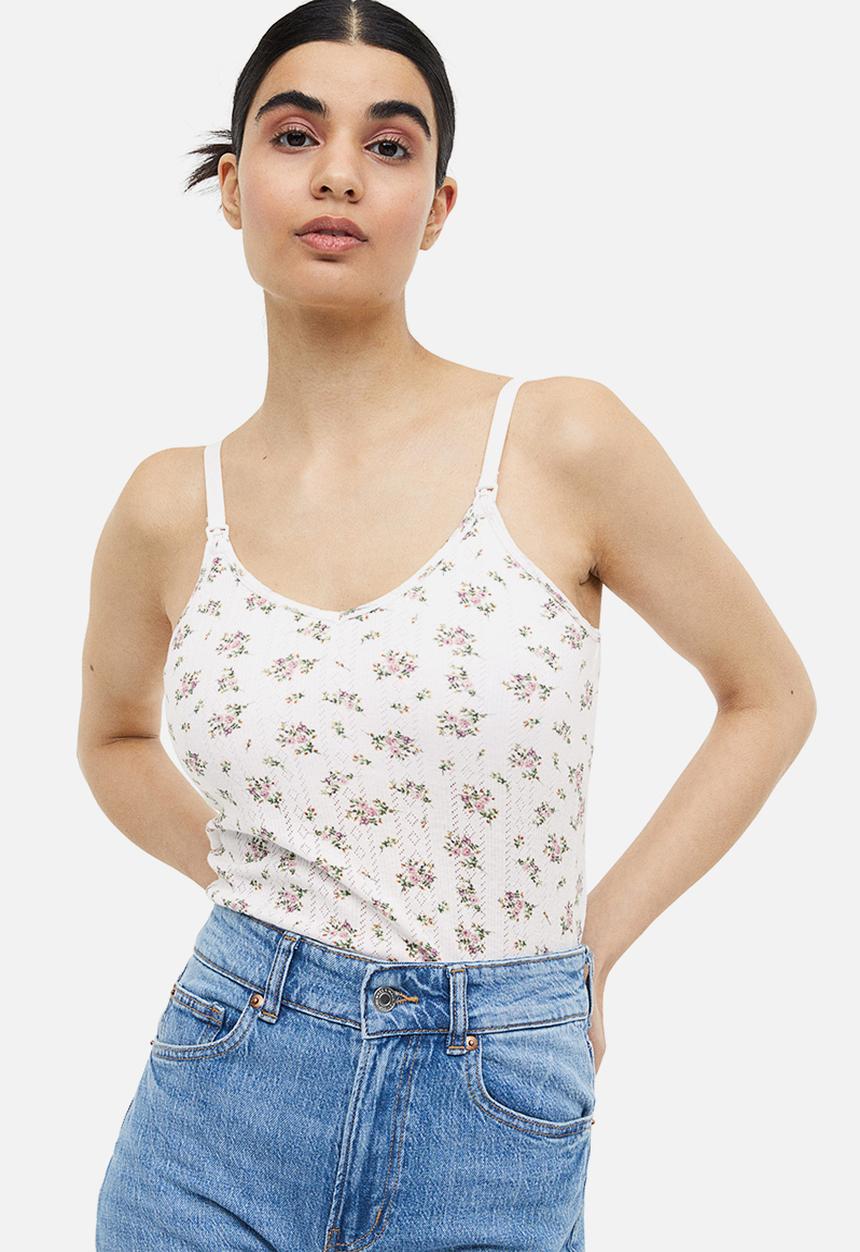 H&M - Mama 2 pack nursing vest tops - white small flowers