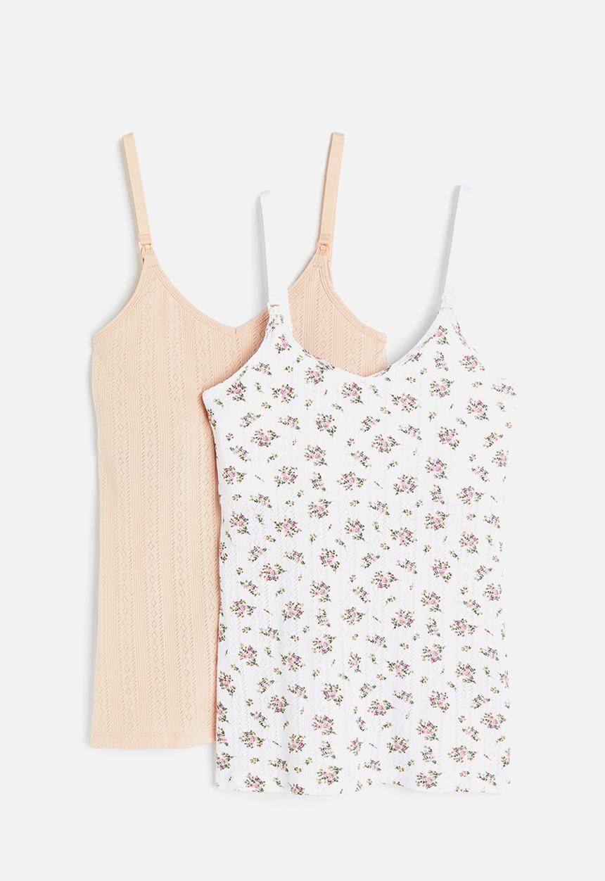 H&M - Mama 2 pack nursing vest tops - white small flowers